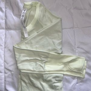 pale yellow Lululemon swiftly tech top